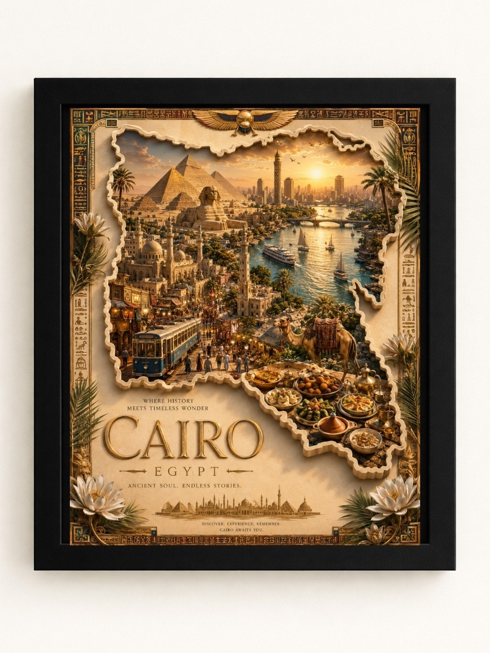 Cairo Egypt A.I.Art Print 8x10 Frame